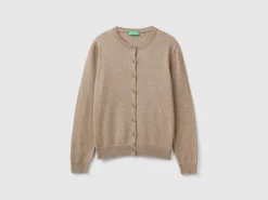 Marl brown cardigan in wool and cashmere blend