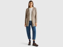 Marl brown open cardigan in wool and cashmere blend