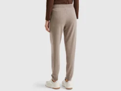 Marl brown sporty trousers in cashmere blend