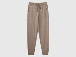 Marl brown sporty trousers in cashmere blend