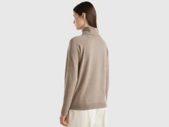 Marl brown turtleneck in wool and cashmere blend