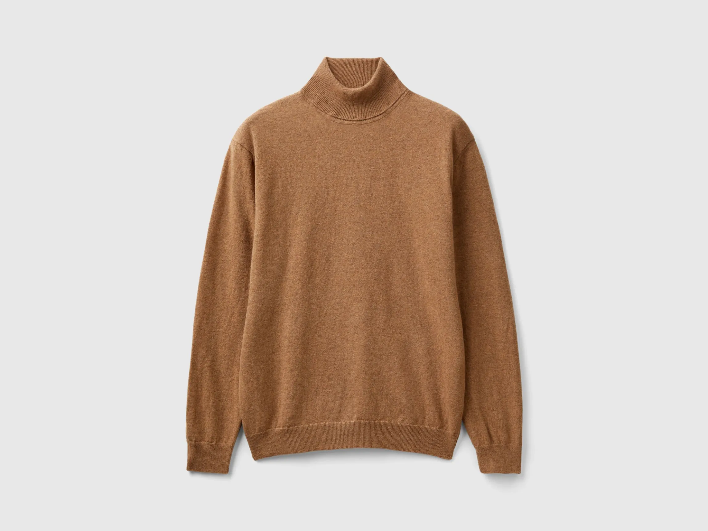Marl brown turtleneck in pure Merino wool