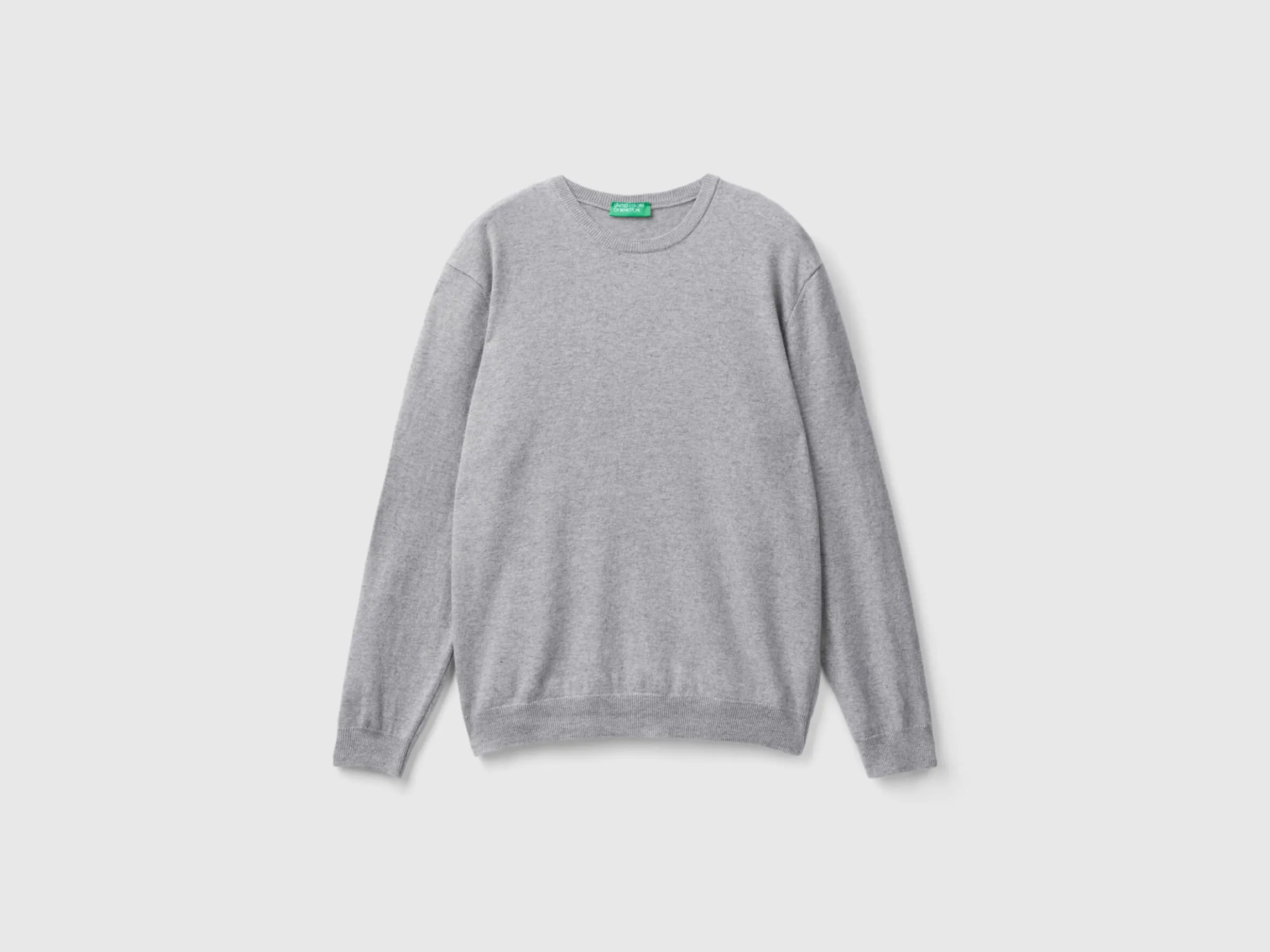 Marl gray crew neck sweater in pure Merino wool