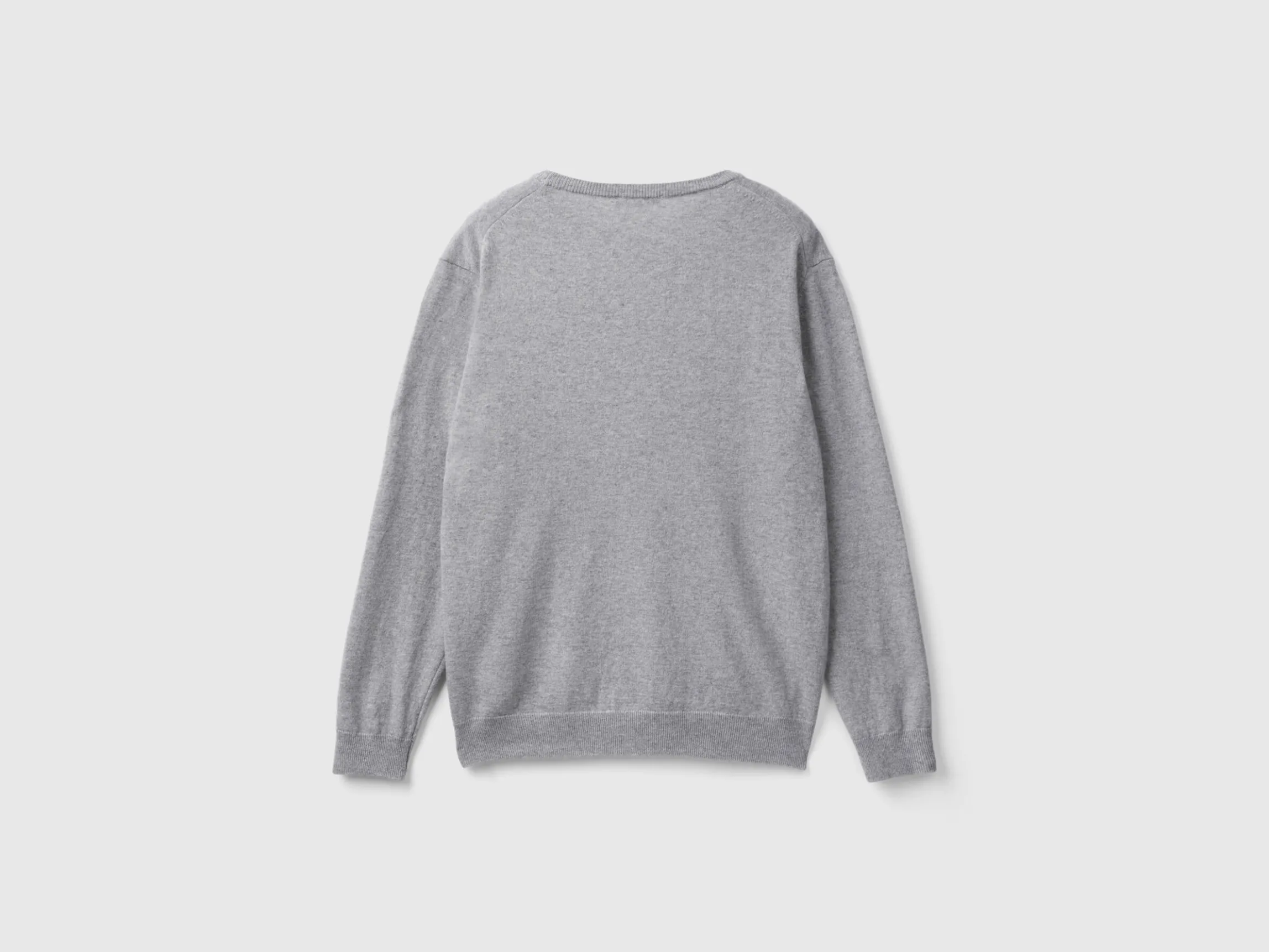 Marl gray crew neck sweater in pure Merino wool