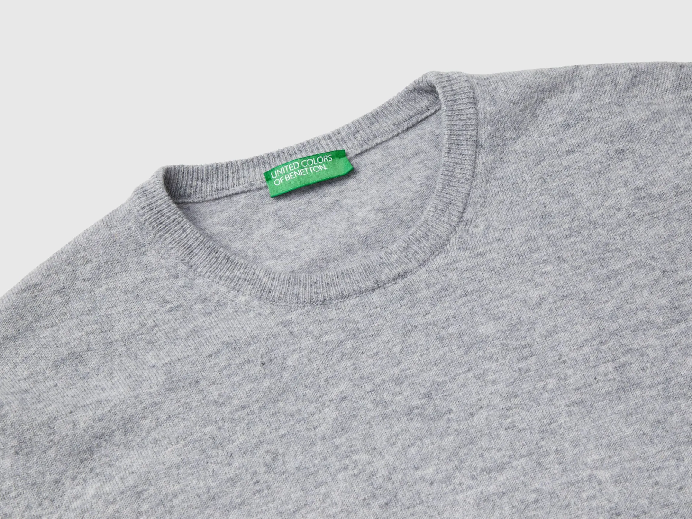 Marl gray crew neck sweater in pure Merino wool