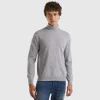 Marl gray turtleneck in pure Merino wool