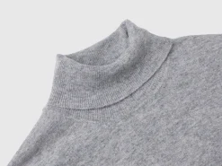 Marl gray turtleneck in pure Merino wool