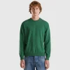 Marl green crew neck sweater in pure Merino wool