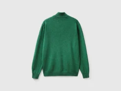 Marl green turtleneck in pure Merino wool