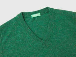 Marl green vest in pure Merino wool