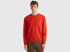 Marl orange crew neck sweater in pure Merino wool