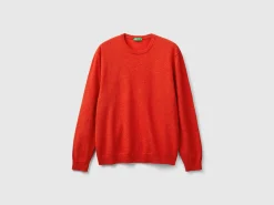 Marl orange crew neck sweater in pure Merino wool