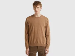 Marl pink crew neck sweater in pure Merino wool