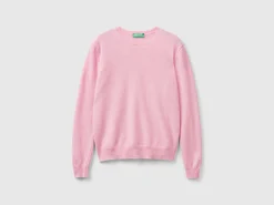 Marl pink crew neck sweater in pure Merino wool
