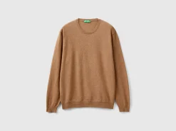 Marl pink crew neck sweater in pure Merino wool