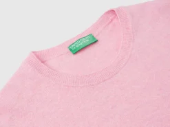 Marl pink crew neck sweater in pure Merino wool