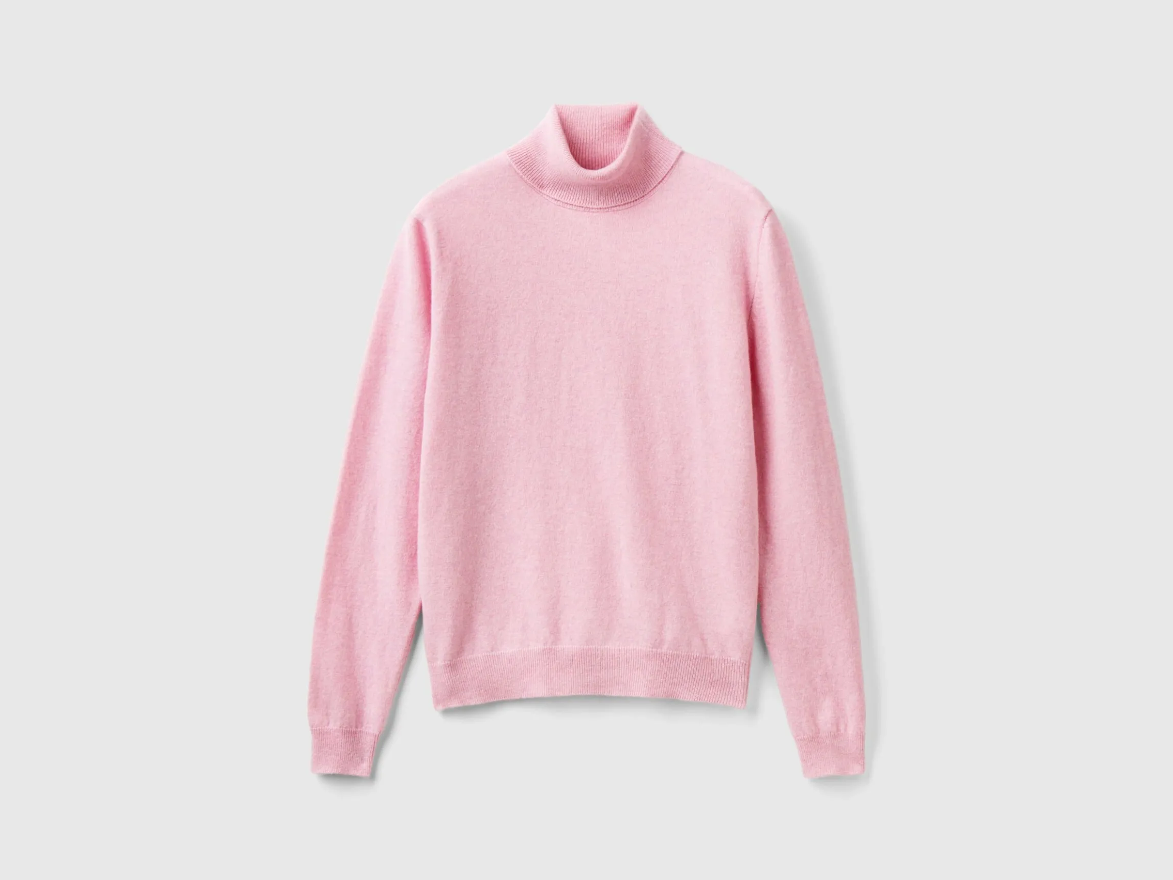 Marl pink turtleneck sweater in pure Merino wool