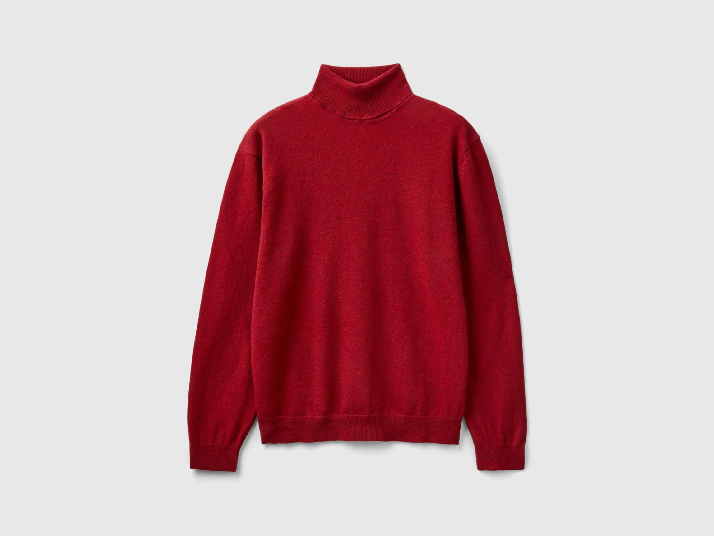 Marl red turtleneck in pure Merino wool