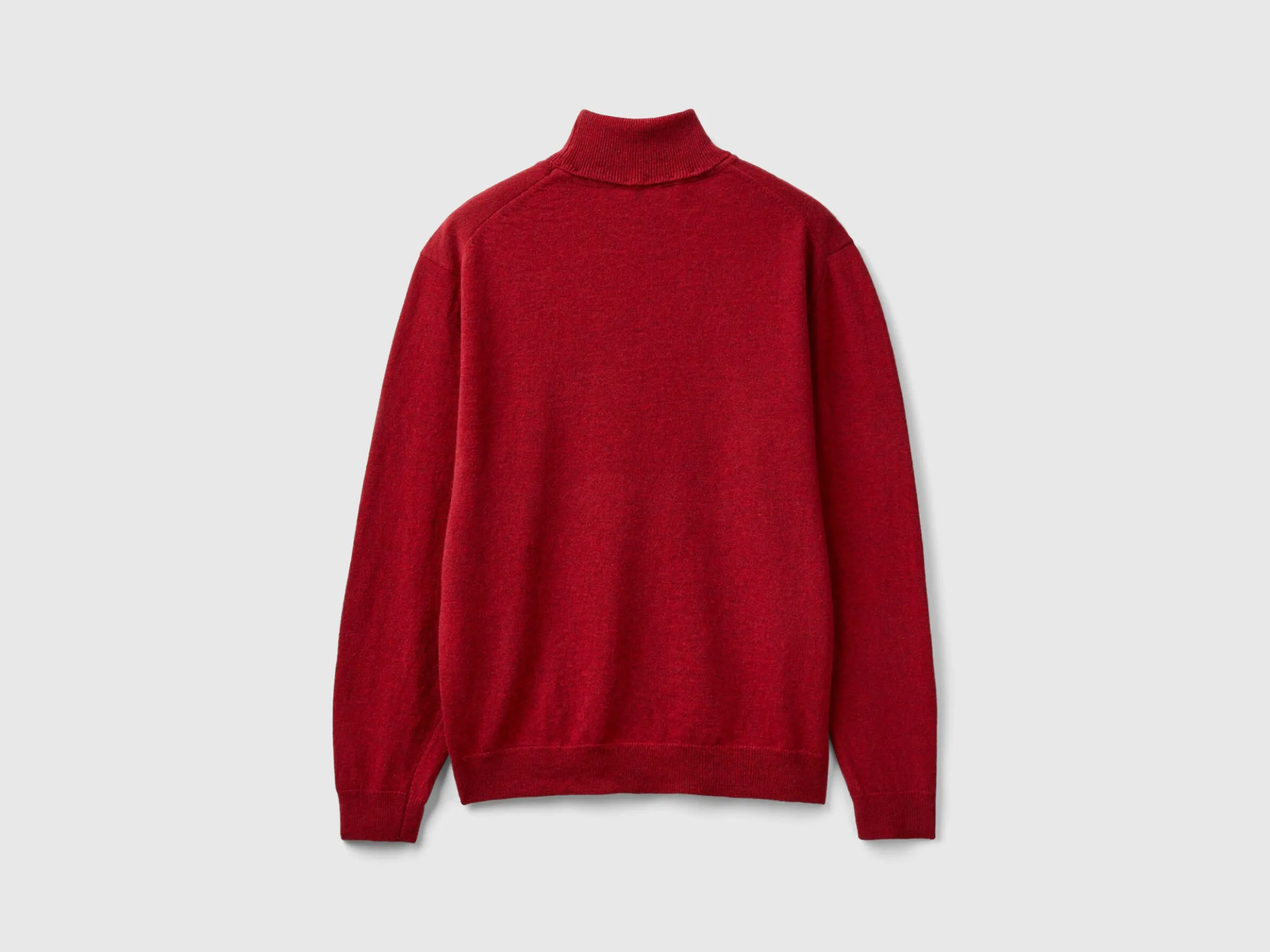 Marl red turtleneck in pure Merino wool