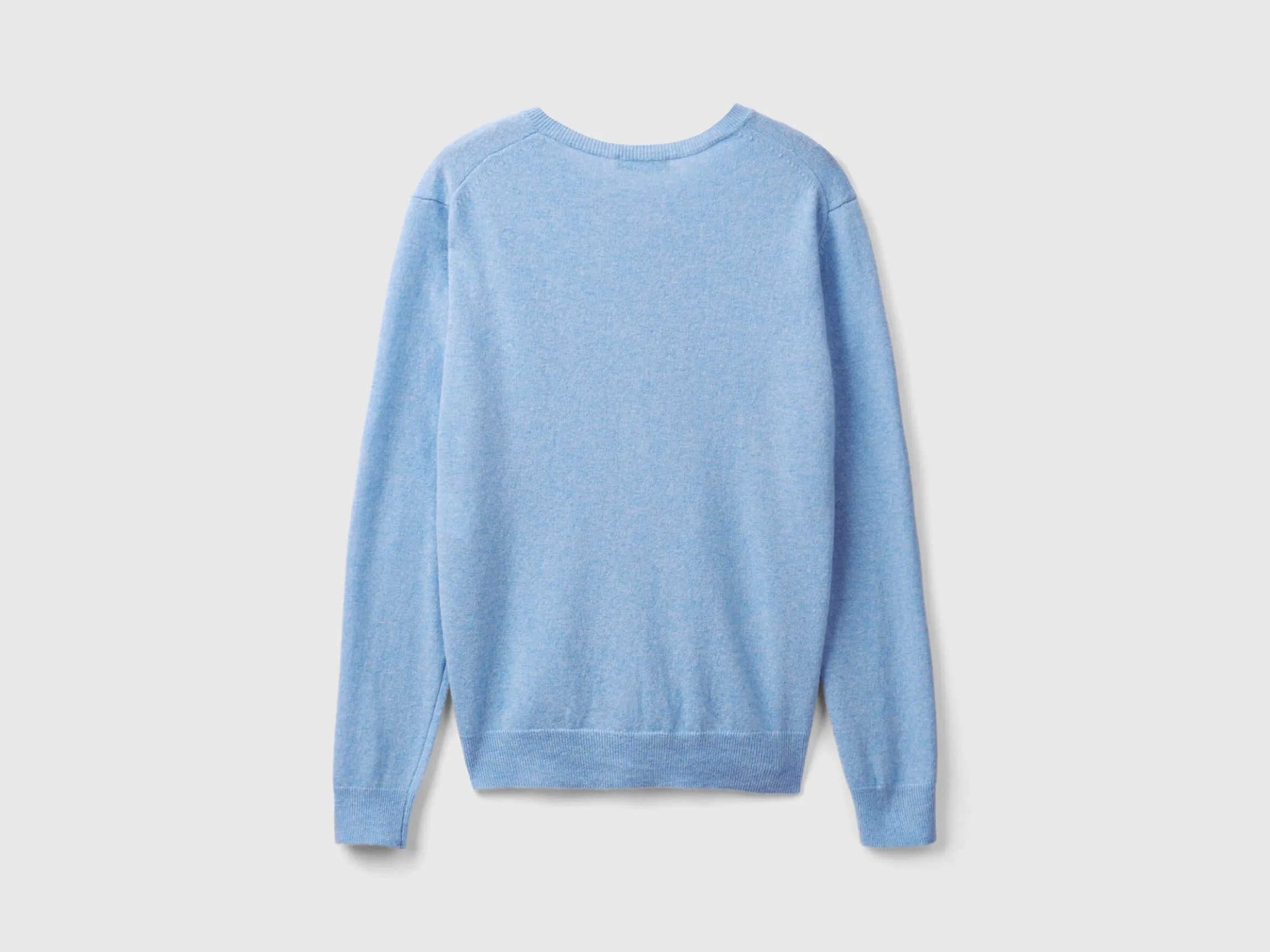 Marl sky blue crew neck cardigan in pure Merino wool