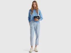 Marl sky blue crew neck sweater in pure Merino wool