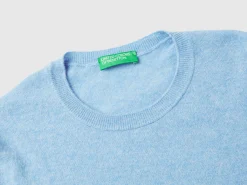 Marl sky blue short sleeve sweater in pure Merino wool