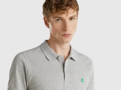 Melange gray slim fit polo
