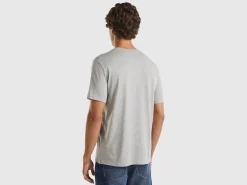 Melange grey t-shirt in organic cotton with blue logo