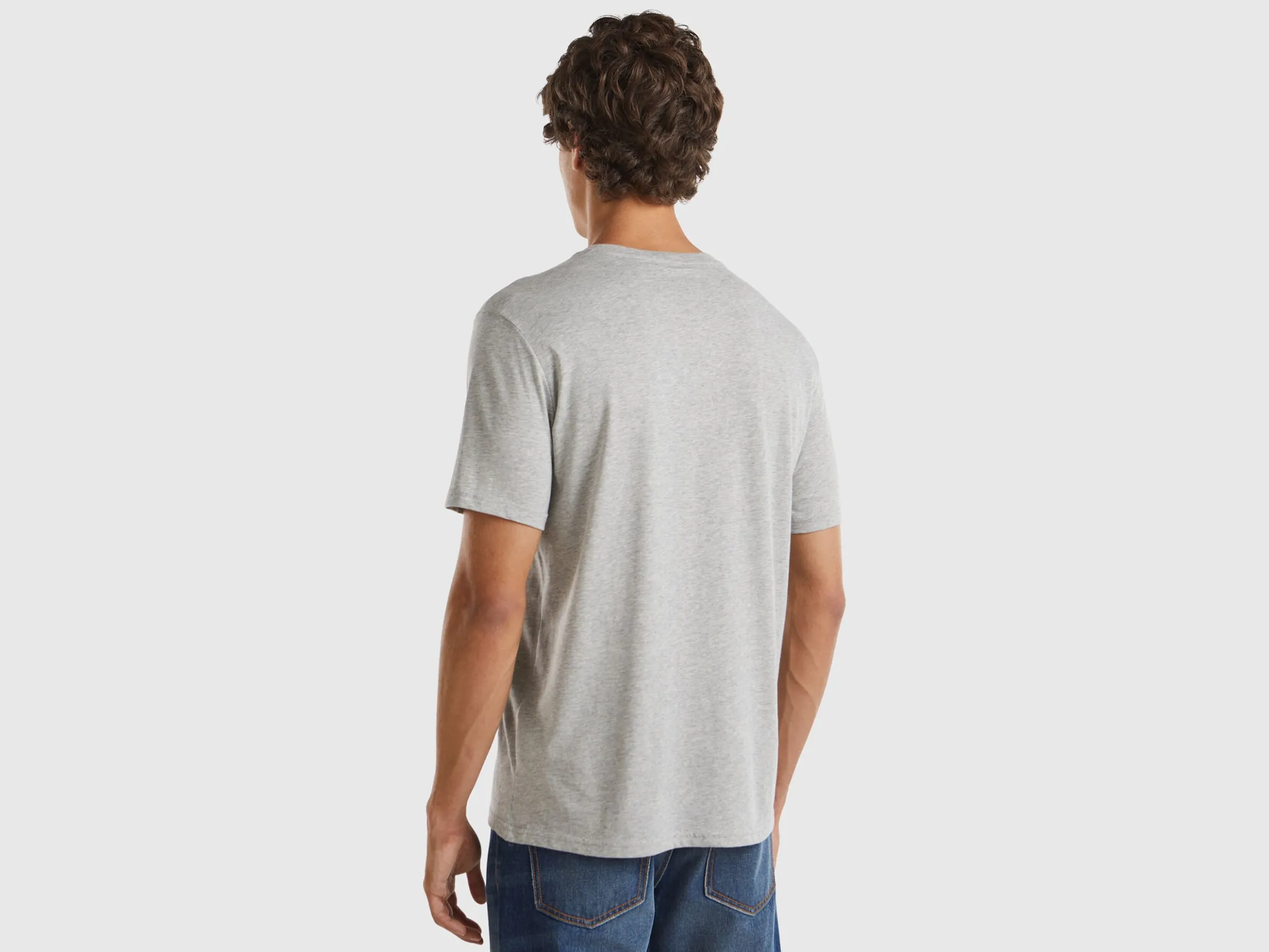 Melange grey t-shirt in organic cotton with blue logo