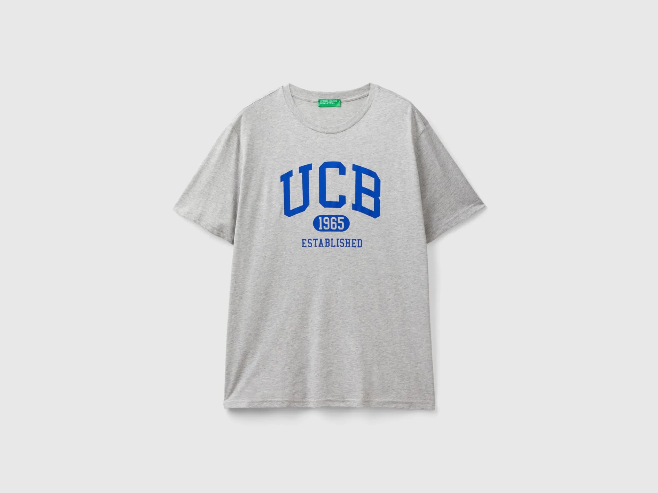 Melange grey t-shirt in organic cotton with blue logo
