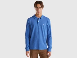 Melange polo shirt in organic cotton