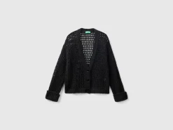Mesh cardigan with lurex