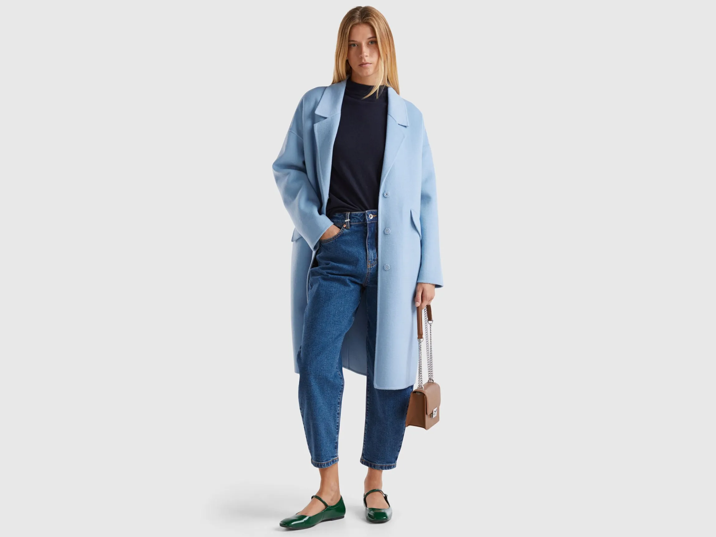 Midi coat in wool blend