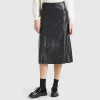 Midi skirt in imitation leather