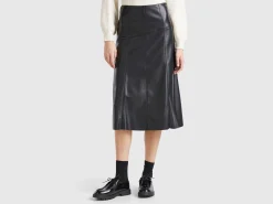 Midi skirt in imitation leather