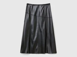 Midi skirt in imitation leather