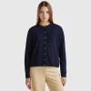 Midnight blue cardigan in pure Merino wool