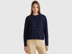 Midnight blue cardigan in pure Merino wool