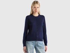 Midnight blue cardigan in pure cashmere