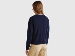 Midnight blue cardigan in pure Merino wool