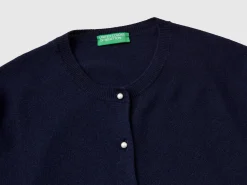 Midnight blue cardigan in pure Merino wool
