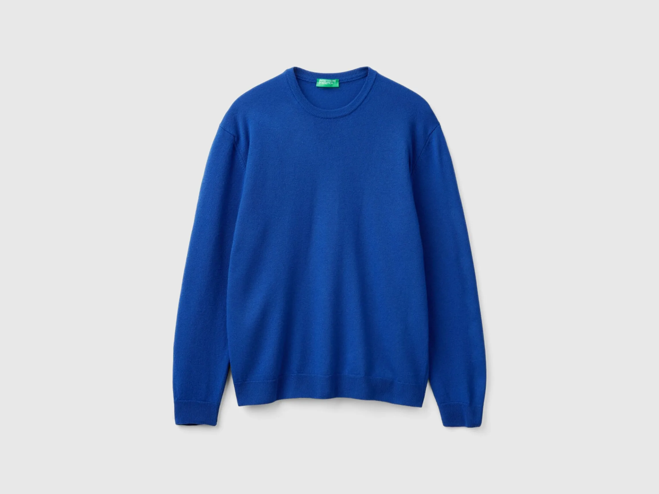 Midnight blue crew neck sweater in pure Merino wool