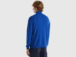 Midnight blue turtleneck in pure Merino wool