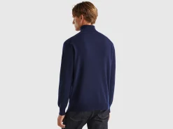 Midnight blue turtleneck in pure cashmere