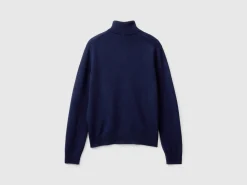 Midnight blue turtleneck in pure cashmere