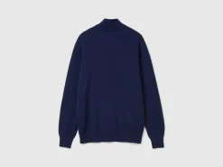 Midnight blue turtleneck in pure cashmere