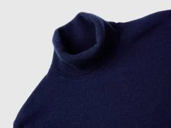 Midnight blue turtleneck in pure cashmere