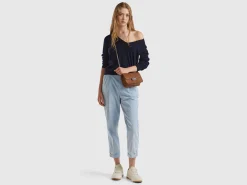 Midnight blue V-neck sweater in pure Merino wool