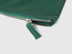 Military green clutch in pure cotton
