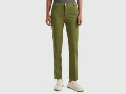 Military green slim fit cotton chinos